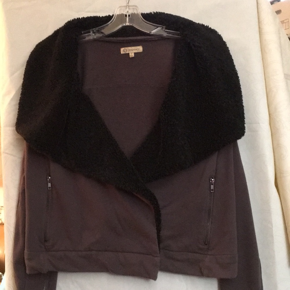 Democracy “Fur-Trimmed” Sweatshirt Jacket Sz S